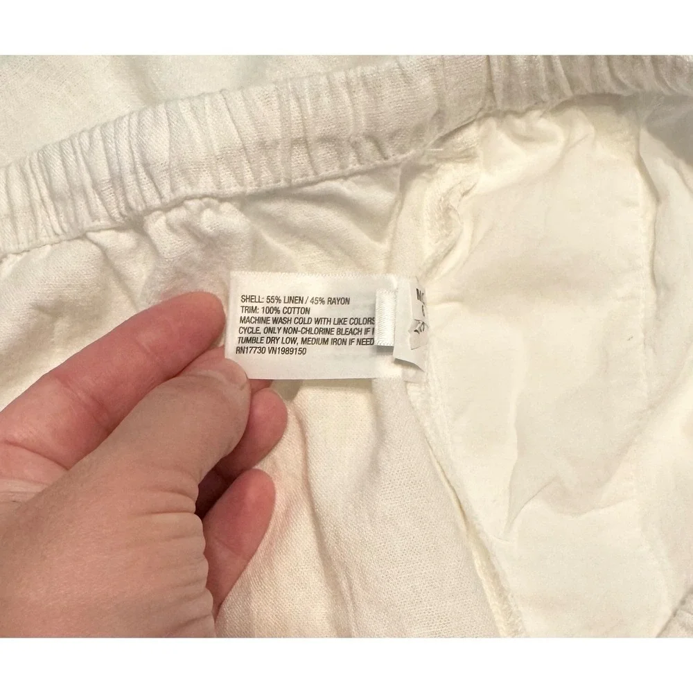 A New Day Womens XXL White Linen Blend Drawstring Shorts with Pockets NWO Tags